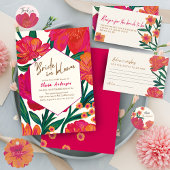 Invitation Gras Rose et orange Mariée en fleurs Douche nuptia