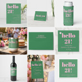 Invitation Bold Bright Modern Retro Pink Green 21st Birthday