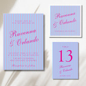 Numéro De Table Mariage Rayure Rose Bleu Rose Rétro Rose Clair