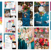 Programme de mariage floral coloré d'été lumineux