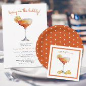 Serviette En Papier Fête des mariées orange et blanche