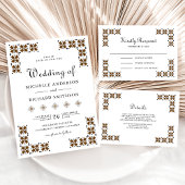 Carte D'accompagnement Brown Black Ukrainian Embroidery Wedding Details