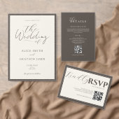 Invitation Mariage élégant classique script vintage beige (Personnalisez la collection de ce créateur indépendant. )