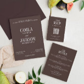 Invitation Mariage Moderne au Chocolat Brun 