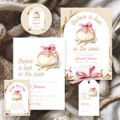 Assiettes En Carton Bun In The Oven Pink Gingham Bow Baby Shower