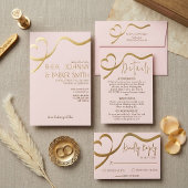 Invitation Mariage Formel Romantique Marron et Or Script