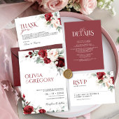 Save The Date Bourgogne et rose pâle