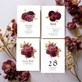 Bourgogne et or Floral Mariage QR Code Invitation