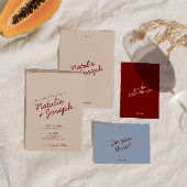 Save The Date Modern Burgundy Cream Whimsical Unique Wedding 