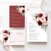 Invitation Burgundy Blush Pink Floral Rose Wedding