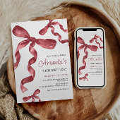 Maroon Coquette Bow Invitation Anniversaire