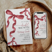 Maroon Bow Coquette Bruids Douche Uitnodiging