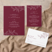 Invitation Elegant Burgundy Botanical Floral Wedding (Personnalisez la collection de ce créateur indépendant. )