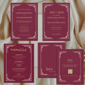 Menu Réception de mariage Art Déco or Bourgogne