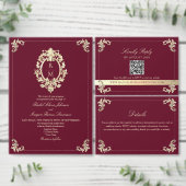 Invitation QR Code Bourgogne Gold Mariage baroque (Personnalisez la collection de ce créateur indépendant.)