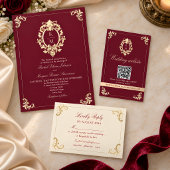 Invitation Code QR Mariage Baroque Or Bourgogne