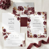 Burgundy Hydrangea Floral Wedding Invitation