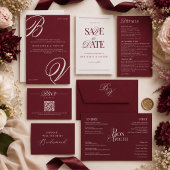 Menu de mariage à monogramme ivoire de Bourgogne