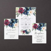 Aquarelle Bourgogne Programme de mariage des fleur (Personnalisez la collection de ce créateur indépendant.)