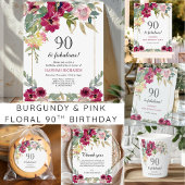 Signe De Table Floral rose Bourgogne 90e anniversaire