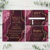 Carte D'accompagnement Red and Gold Agate Agate Wedding Reception (Personnalisez la collection de ce créateur indépendant.)
