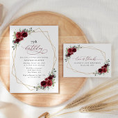 Invitation Tout En Un Fleurs Bourgognes, Fleurs Rouges, Boho, Sweet 16