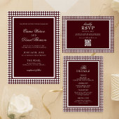 Faire-part de mariage Code QR Bordure Arlequin Bou