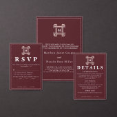 Menu Réception de mariage à clé grecque Rose de Bourgog (Personnalisez la collection de ce créateur indépendant.)