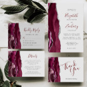 Papier Budget Burgundy Silver Agate Gray Wedding Invite