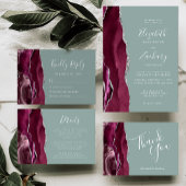 Papier Mariage Code QR Budget Bourgogne Agate Vert Sauge
