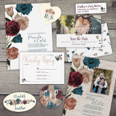 Dusty roze beige Rozen botanische bruiloft dank u Kaart