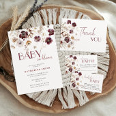 Invitation Bébé Fleur sauvage Bourgogne dans le Baby shower e