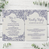 Sticker Rond Enveloppe Mariage Burlap et Navy Lace (Personnalisez la collection de ce créateur indépendant.)