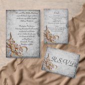 Gold Floral en Antiek Parchment Rustic Wedding Informatiekaartje (Personaliseer de collectie van deze zelfstandige maker.)