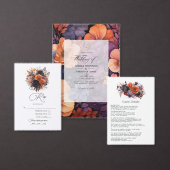 Menu Mariage aux Fleurs Orange Brûlé, Violet Foncé et N (Personnalisez la collection de ce créateur indépendant.)