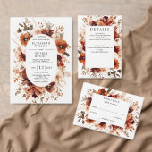 Cartons Réponse Code QR de mariage automnal bordeaux orange brûlé (Personnalisez la collection de ce créateur indépendant. )