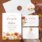 Sticker Rond Mariage de automne Floral Orange Brûlé