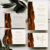 Menu Modern Burnt Orange Gold Agate Ivory Wedding