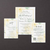Invitation Yellow or Gold Boho Roses Stylish Script Wedding (Personnalisez la collection de ce créateur indépendant.)