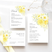 Butter Yellow Ivory Floral Wedding RSVP Card