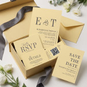 Numéro De Table Initiales de couples de mariage Jaune Beurre Éléga
