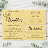 Invitation Mariage de style simple jaune beurre (Personnalisez la collection de ce créateur indépendant.)