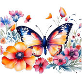 Badge Rond 5 Cm Papillon en fleurs Fille d'anniversaire fille