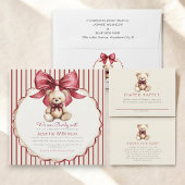 Assiettes En Carton Red Bow Teddy Bear Baby Shower Plates