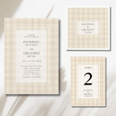Numéro De Table Mariage rustique à carreaux marron classique Cappu