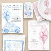 Sachets En Papier Valentine 1er anniversaire Bleu ballon et voiture