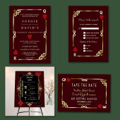 Poster Gold Deep Burgundy Casino Wedding Seating Chart 
