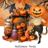 T-shirt Halloween Party by Siamese Cat with Pumpkin