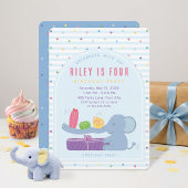 Bannière d'anniversaire éléphant mignon tenant des