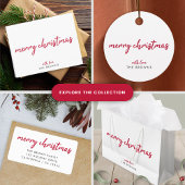 Vrolijk kerstfeest | Moderne, minimale rode typogr Bedankjes Labels